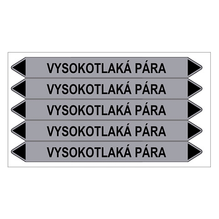 Značení potrubí, vysokotlaká pára,5 ks, 150 × 12 mm